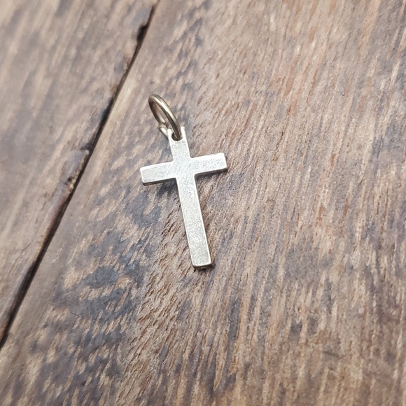 Gold tone cross‎ pendant small religious jewelry minimalist